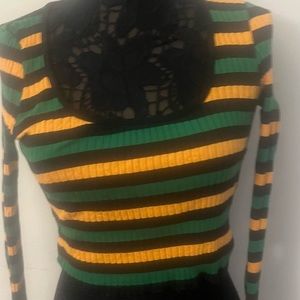 Zara striped crop long sleeve shirt